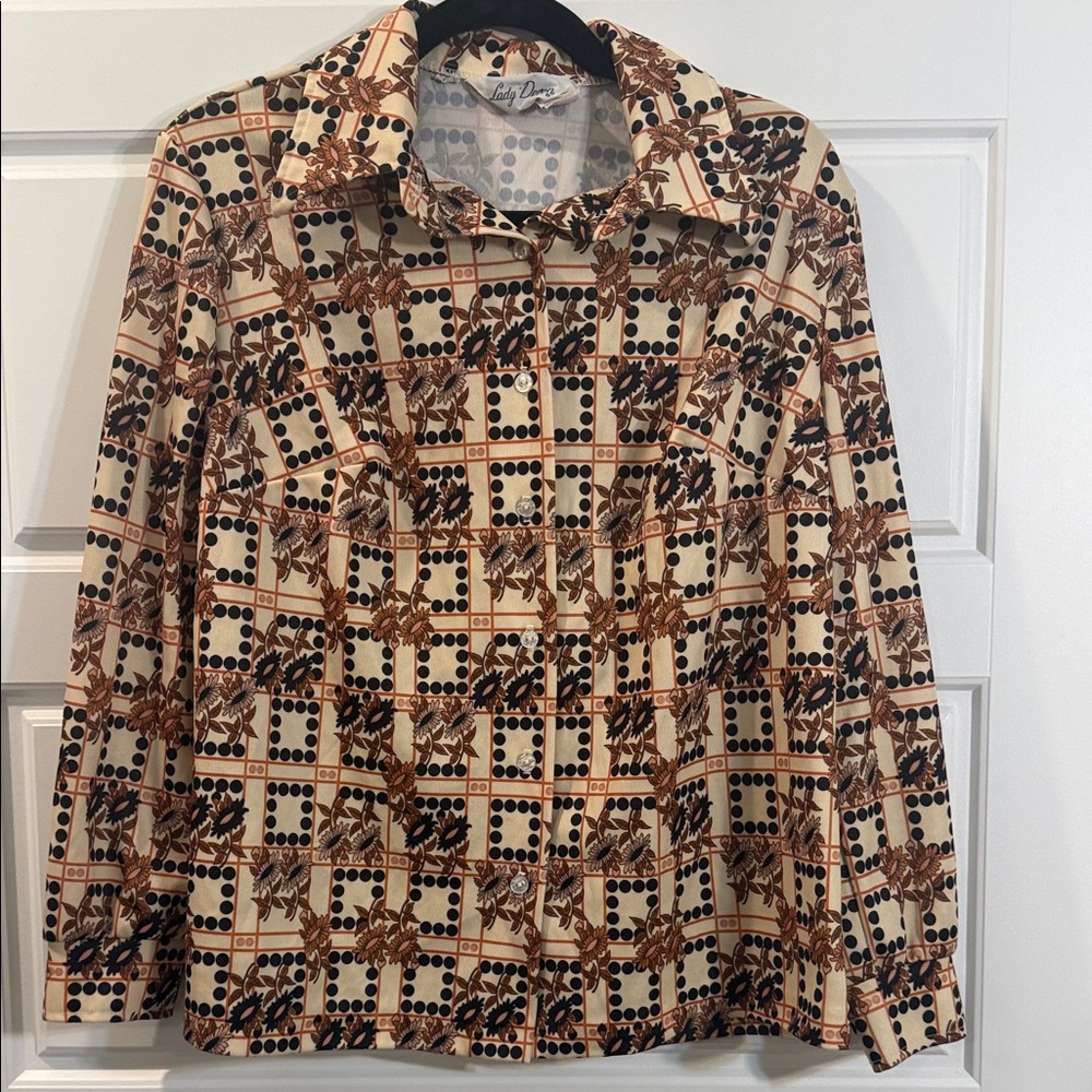 Vintage 1970/80s Blouse Lady Devon Union Made Polyester Size 40